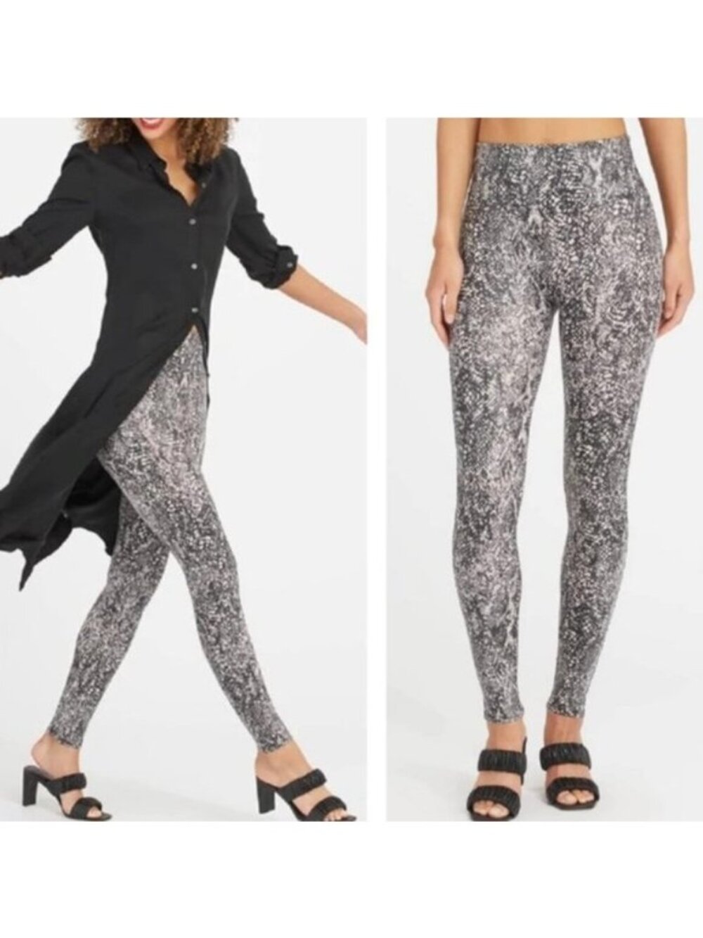 Spanx High-Waist Faux Leather Snake Shine Leggings – Size L